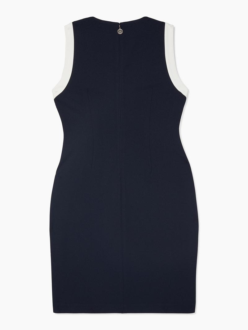 Női Tommy Hilfiger Essential Ujjatlan Sheath Dresses Sötétkék | HU 74JPQ